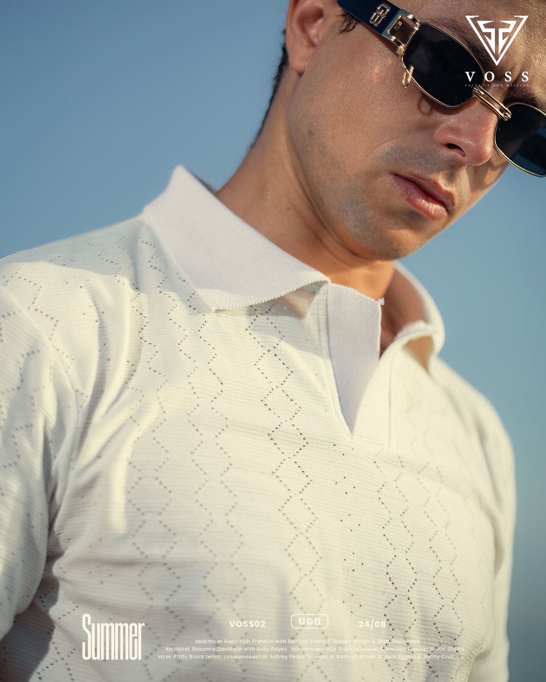 Close-up of polo shirt fabric showing the soft texture and button placket for a comfortable and polished look.